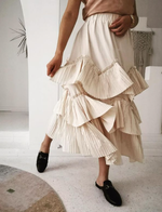 Layered pleated  ruffle skirt | IVORY