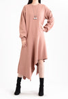 Asymmetric hem Sweat-dress | Dusty Pink